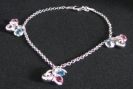 Bracelet argent breloques bleu/rose