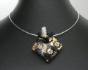 Collier argent pendentif Murano Noir et or