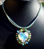 Collier Coeur serti Bleu vert