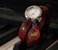 Montre bracelet double cuir Rouge et cerises
