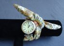 Montre à nouer en tissu Liberty pastel double tour