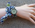 Montre bracelet tissu Liberty Bleu double tour