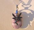 Pendentif f&eacute;e et Marbrine Violet sur chaine d'argent