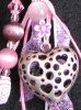 Porte-cl&eacute; gri-gri Coeur rose et mauve