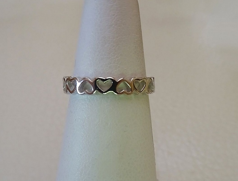 Bague Anneau de coeurs m&ecirc;l&eacute;s argent 925