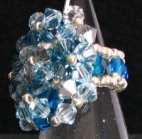 Bague en perle Agate bleue ( en kit )
