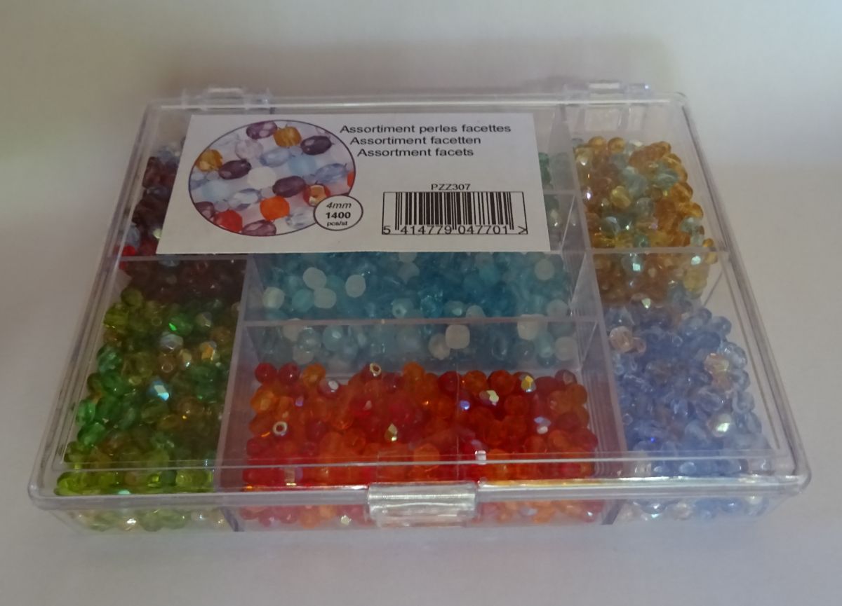 Boîte de perles 1400 Facettes mix multicolore