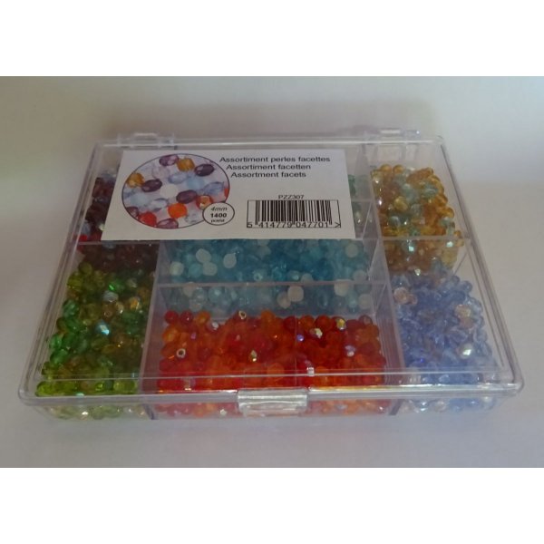 Boîte de perles 1400 Facettes mix multicolore