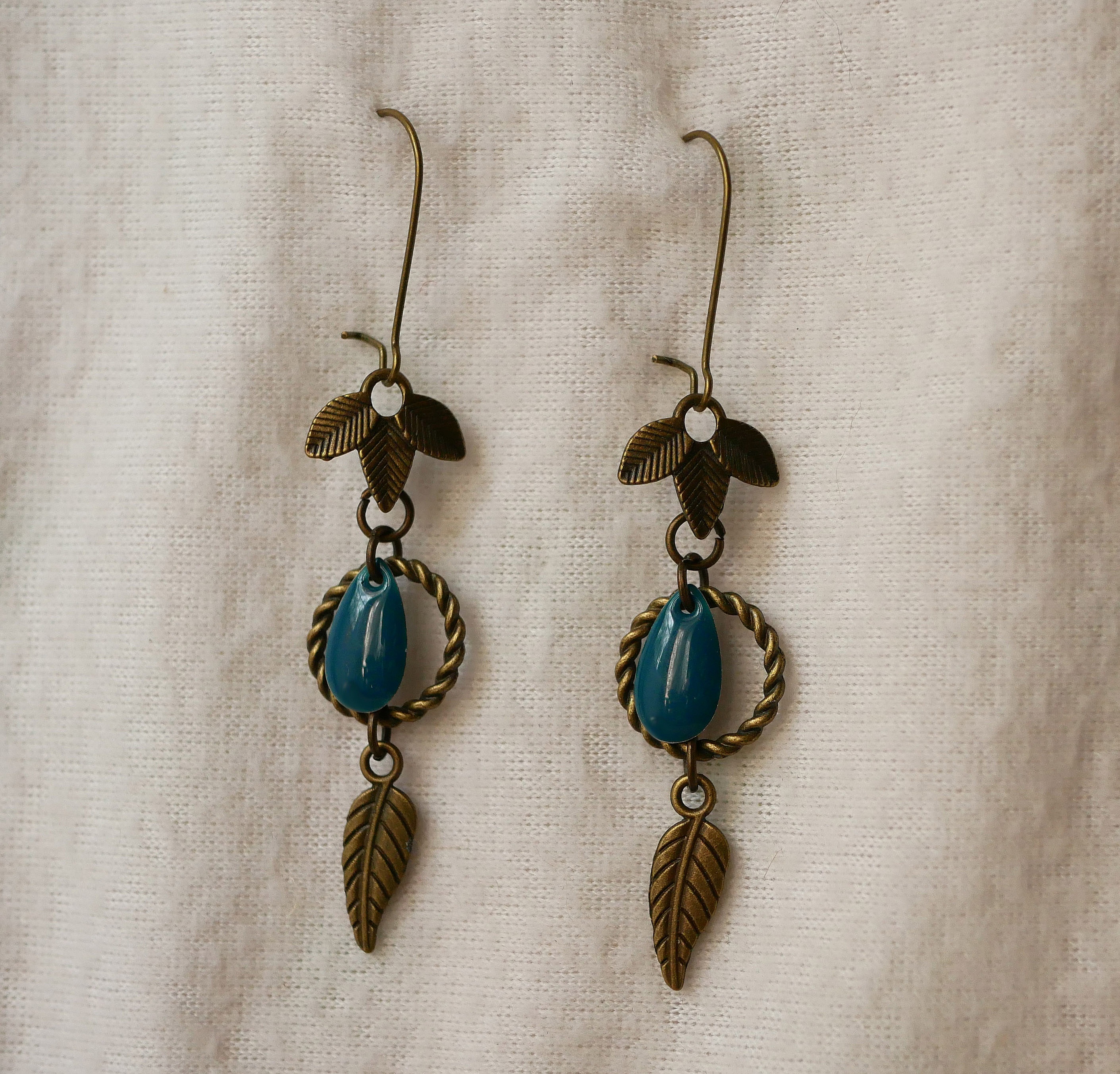 Boucles d'oreilles Boh&egrave;me Bleu
