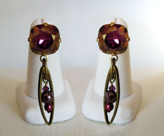 Boucles d'oreilles Cabochons Crystal Lilac shadow