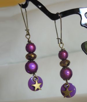 Boucles d'oreilles perles et étoiles Violet