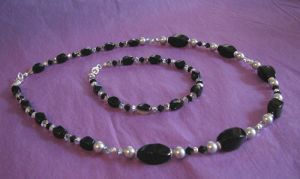 Bracelet Agates noires & cristal Swarovski 