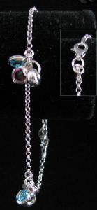 Bracelet argent breloques bleu/rose