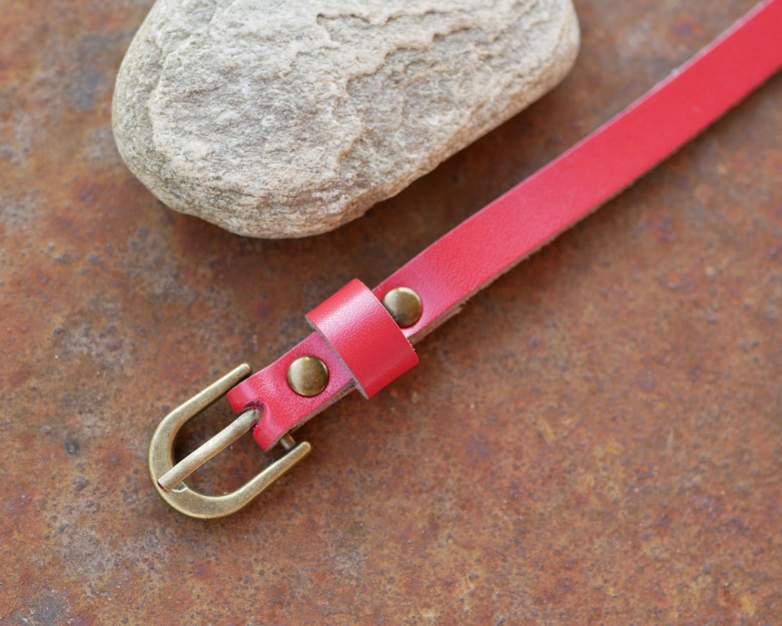 Bracelet cuir simple tour Rouge pour montre