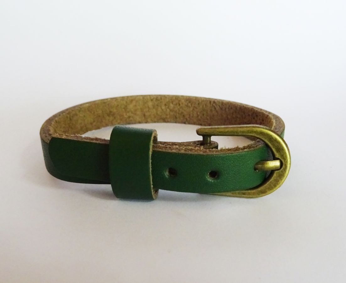 Bracelet cuir simple tour Vert pour montre