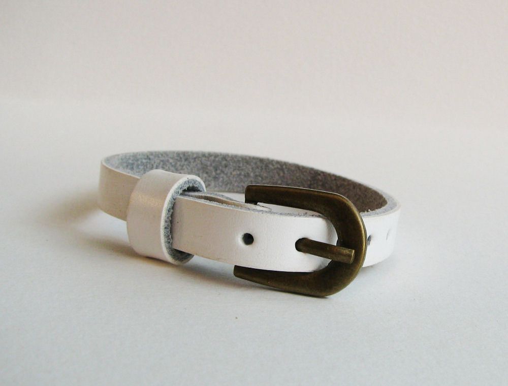Bracelet cuir simple tour Blanc pour montre