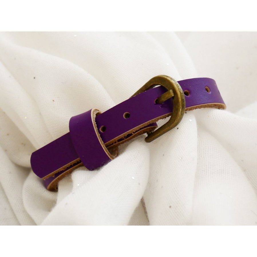 Bracelet cuir simple tour Violet pour montre