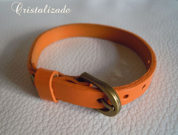 Bracelet cuir simple tour Orange pour montre