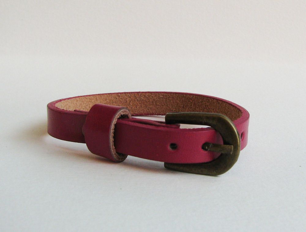 Bracelet cuir simple tour Fuchsia pour montre