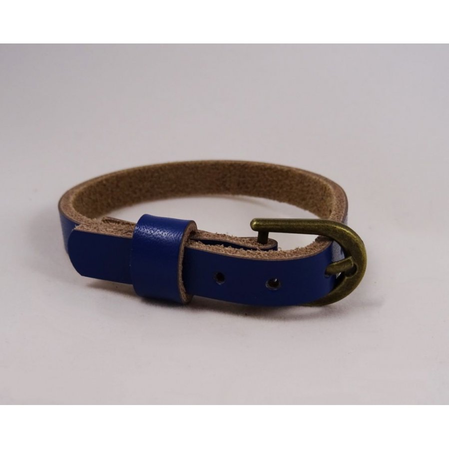 Bracelet cuir simple tour Bleu pour montre