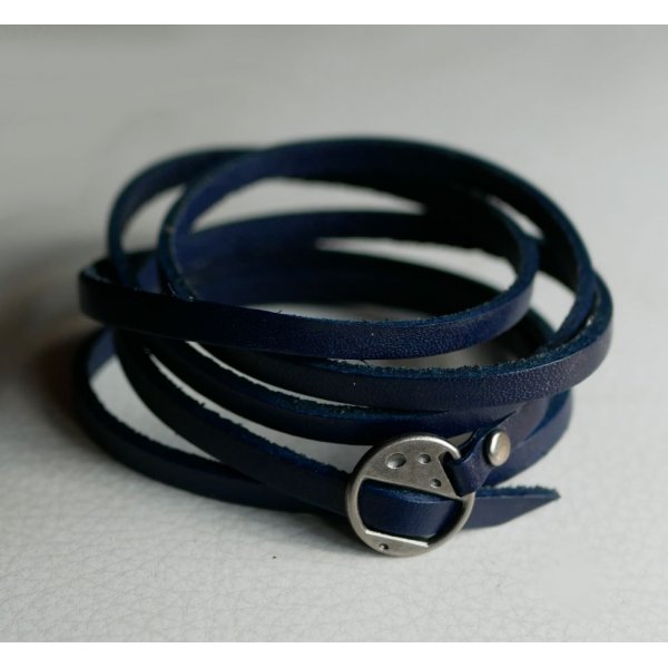 Bracelet cuir 5 tours Bleu marine ajustable