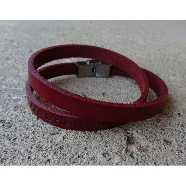 Bracelet cuir 2 tours fermoir ajustable
