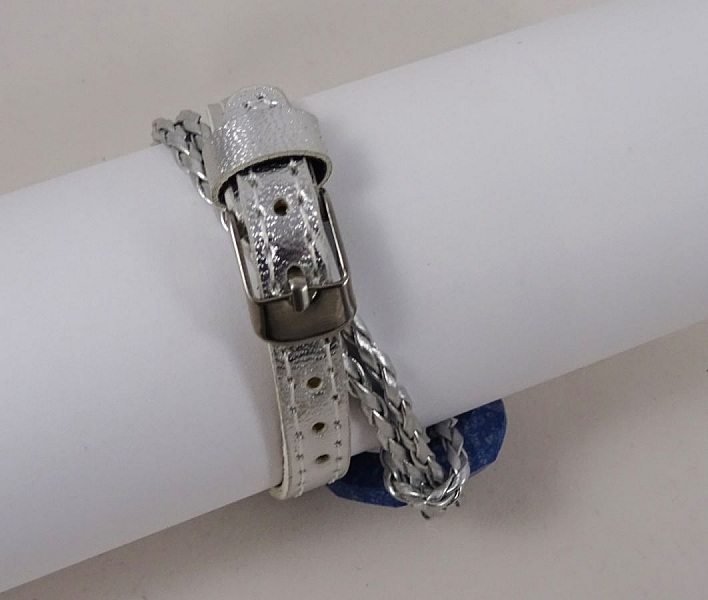 Bracelet double tour Anneau Swarovski bleu