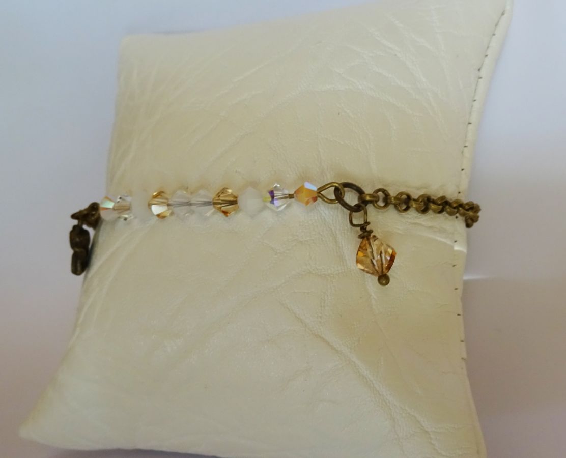 Bracelet fin chaîne bronze Blanc et doré