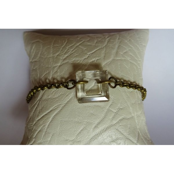 Bracelet fin chaîne bronze Carré Crystal