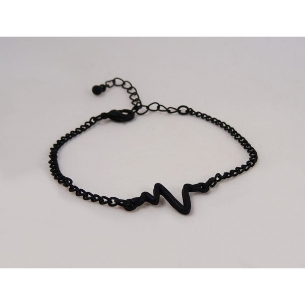 Bracelet fin noir design Ondes