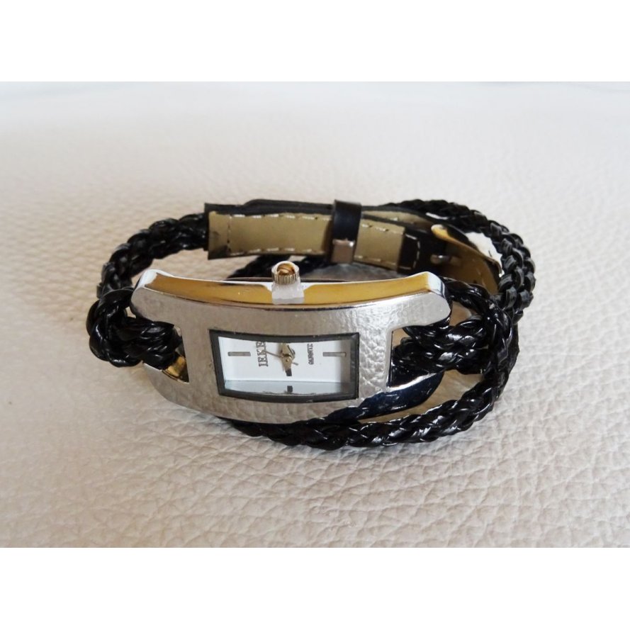 Bracelet montre tressé noir