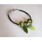 Bracelet perles Murano Vertes sur cuir noir