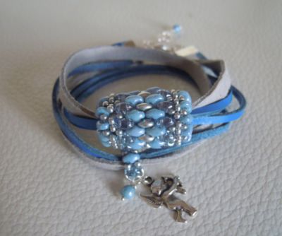 Bracelet Saipan double tour  cuir bleu