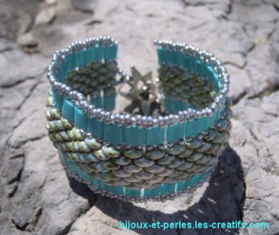 Bracelet Tila Twinika Turquoise en kit