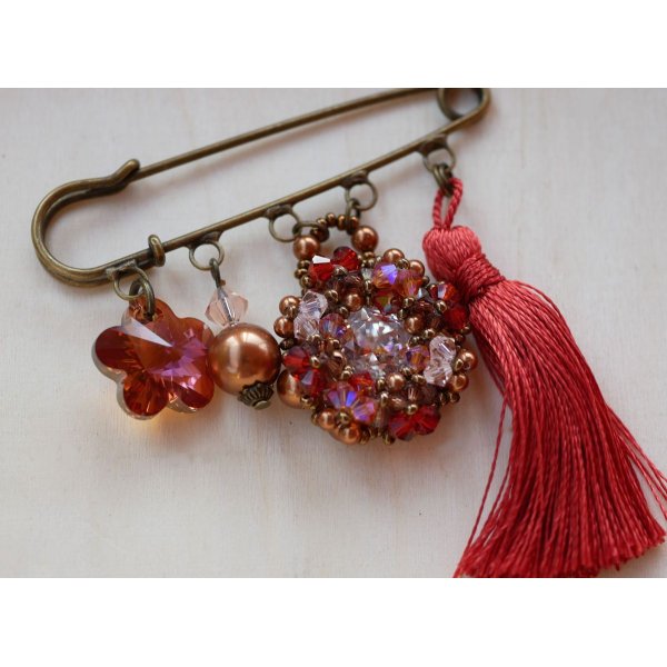 Broche Andros Hyacinth à Pompon Paprika