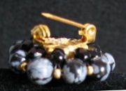 Broche Obsidiennes et cristal