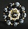 Broche Obsidiennes et cristal