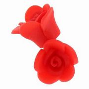 En cadeau : duo de perles "Rose rouge" en polymère