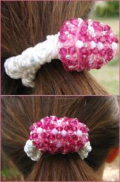Chouchou pour cheveux en cristal rose