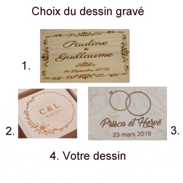 Coffret en bois gravé personnalisé