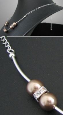 Collier argent bronze nacr&eacute;