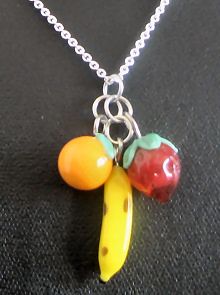 Collier argent pendentif fruits