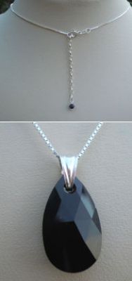 Collier argent pendentif Swarovski Larme Noire