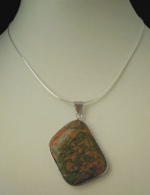 Collier argent pendentif Unakite