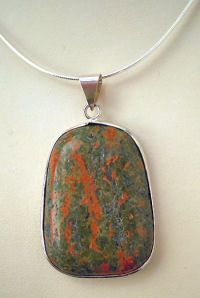 Collier argent pendentif Unakite rectangulaire