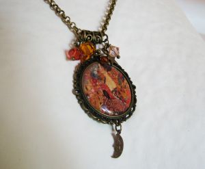 Collier cabochon Klimt et perles cuivrées