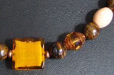 Collier Murano ambre et pierres naturelles