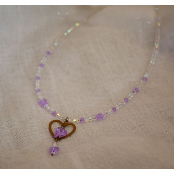 Collier pendentif Coeur Violet 