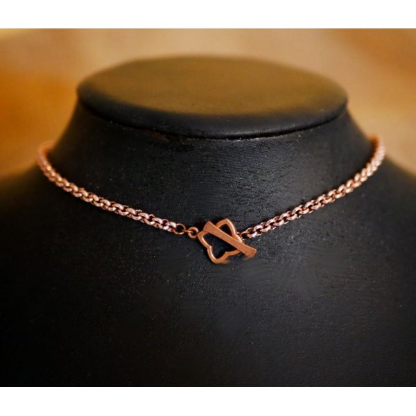 Collier pendentif feuille cuivrée