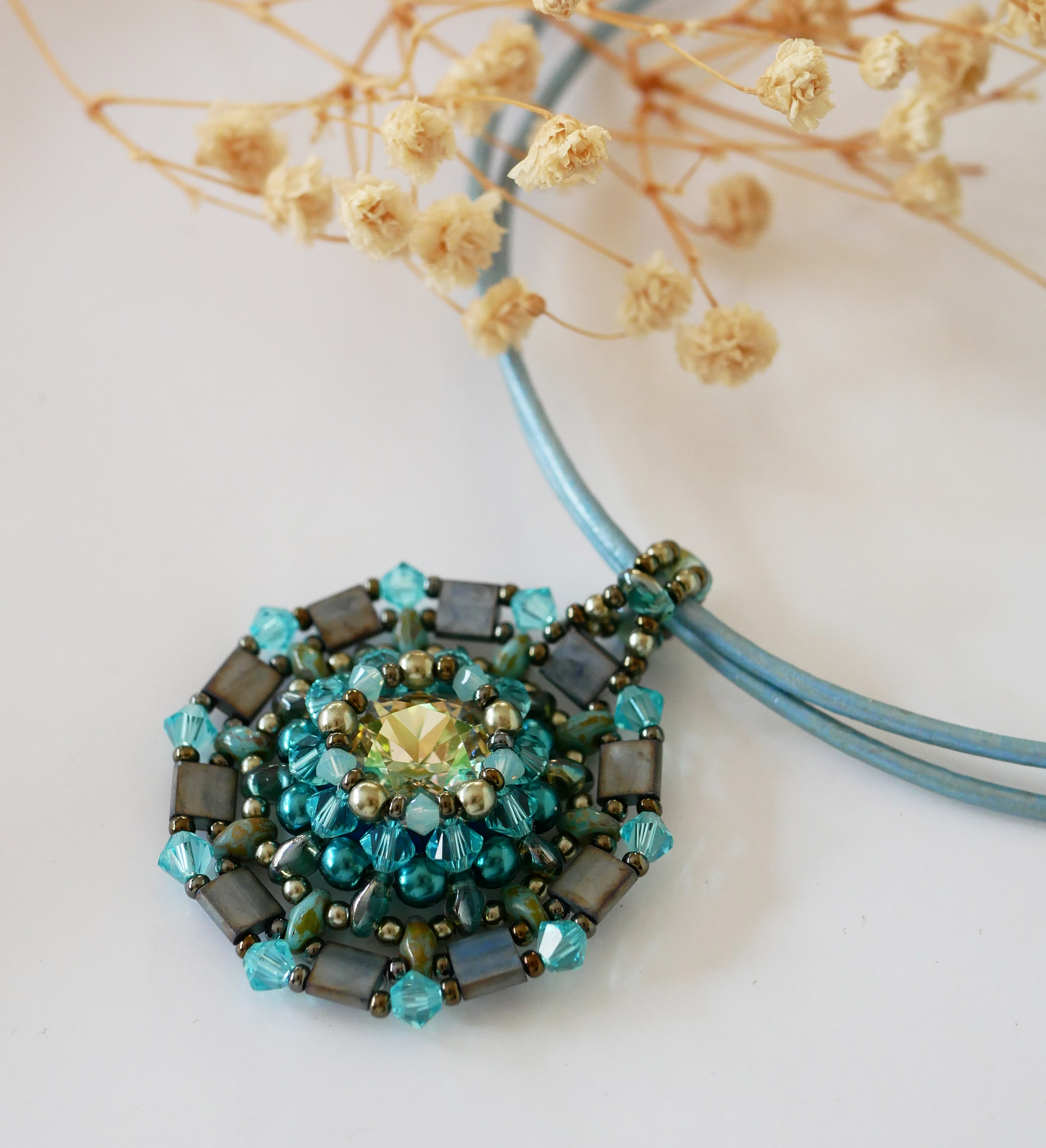 Collier pendentif Twina Vert turquoise